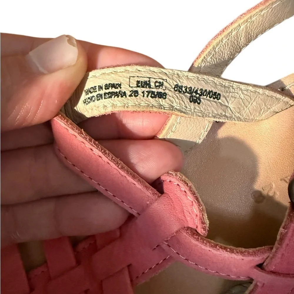 Zara| Kids Leather Pink Woven Sandals with Straps- Size 11 EU 28